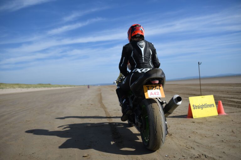 Straightliners. Start of Beach Run at Pendine Sands on Motorbike