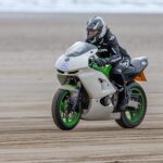 Kawasaki ZX6r on Pendine Beach