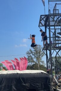 Jumping into an inflatable